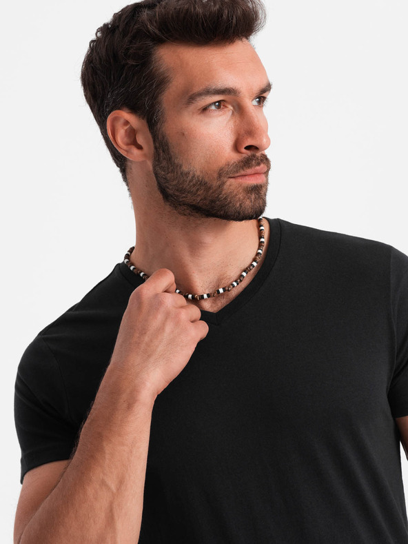 Ombre Clothing Fekete férfi v-nyakú alap póló Ombre Clothing