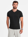 Ombre Clothing Fekete férfi v-nyakú alap póló Ombre Clothing