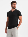 Ombre Clothing Fekete férfi v-nyakú alap póló Ombre Clothing