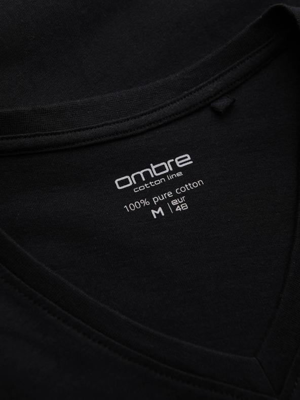 Ombre Clothing Fekete férfi v-nyakú alap póló Ombre Clothing