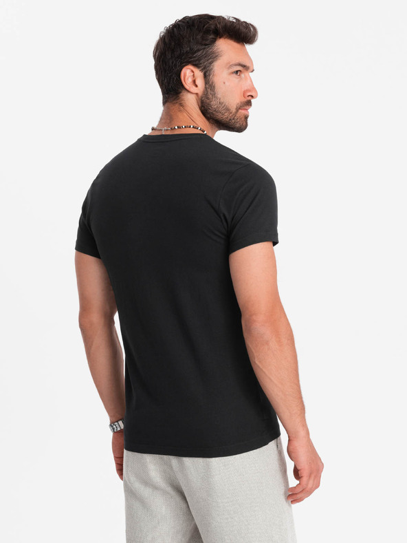 Ombre Clothing Fekete férfi v-nyakú alap póló Ombre Clothing