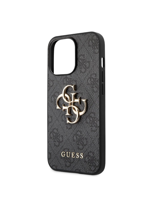 Guess Guess PU 4G fém logós hátsó borító iPhone 13 Pro Max szürke modellhez