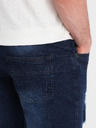 Ombre Clothing Sötétkék férfi farmer rövidnadrág lyukakkal Ombre ruházat
