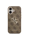 Guess Guess PU Leather 4G Metal Logo Gold Frame Hátlap iPhone 17-hez Brown