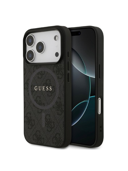 Guess Guess PU Leather 4G Colored Ring MagSafe Hátlap iPhone 17 Pro-hoz Black
