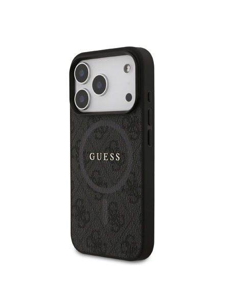 Guess Guess PU Leather 4G Colored Ring MagSafe Hátlap iPhone 17 Pro-hoz Black