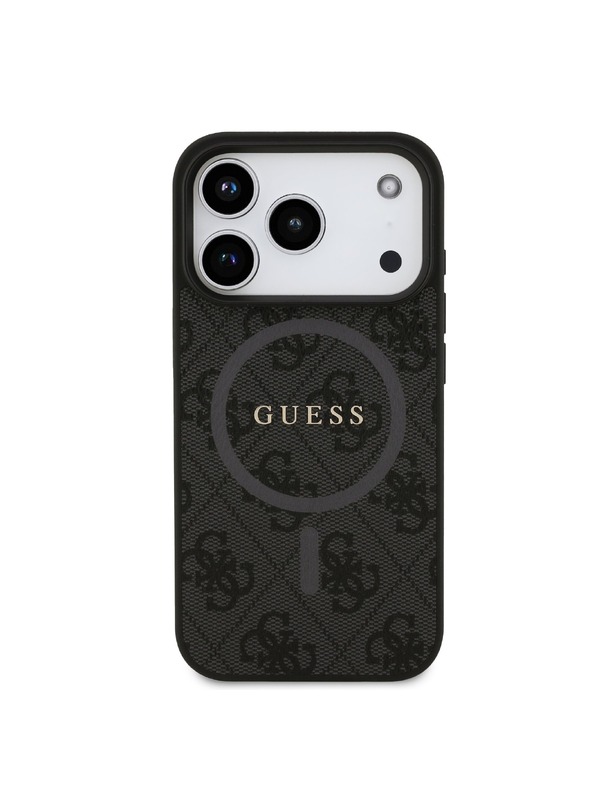 Guess Guess PU Leather 4G Colored Ring MagSafe Hátlap iPhone 17 Pro-hoz Black