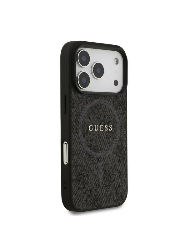 Guess Guess PU Leather 4G Colored Ring MagSafe Hátlap iPhone 17 Pro-hoz Black