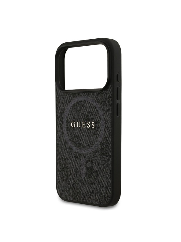 Guess Guess PU Leather 4G Colored Ring MagSafe Hátlap iPhone 17 Pro-hoz Black