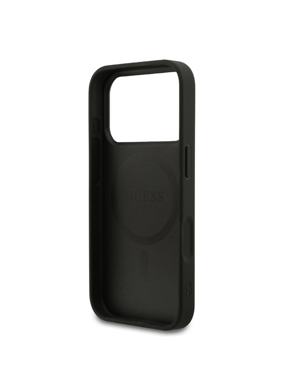 Guess Guess PU Leather 4G Colored Ring MagSafe Hátlap iPhone 17 Pro-hoz Black