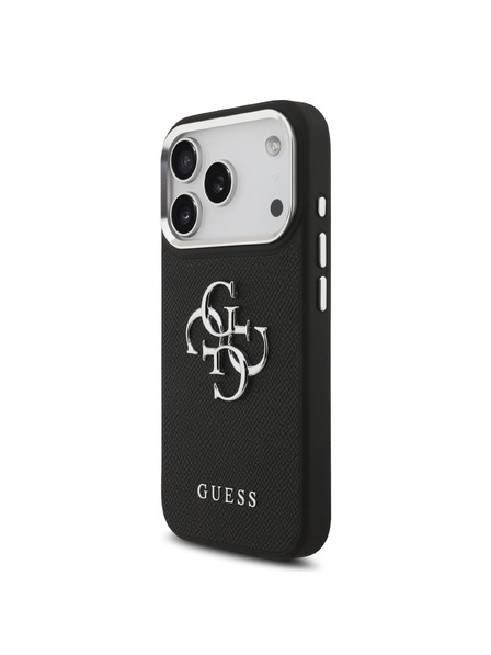 Guess Guess PU Grained 4G Metal Logo Hátlap iPhone 17 Pro-hoz Black