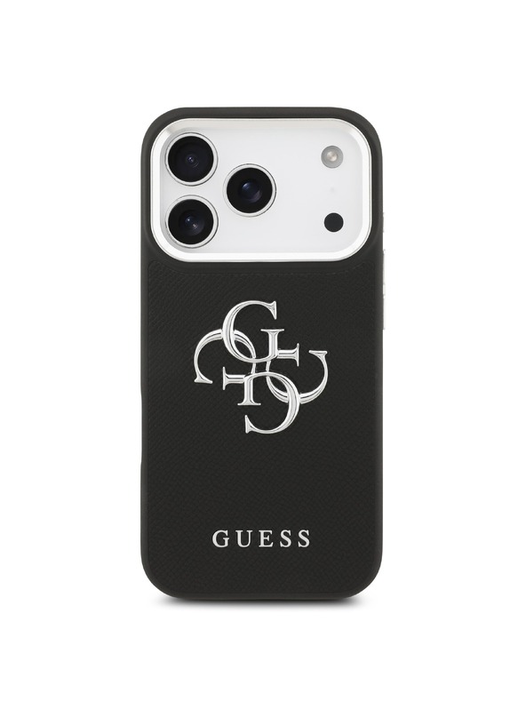 Guess Guess PU Grained 4G Metal Logo Hátlap iPhone 17 Pro-hoz Black