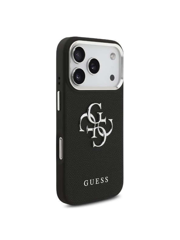 Guess Guess PU Grained 4G Metal Logo Hátlap iPhone 17 Pro-hoz Black