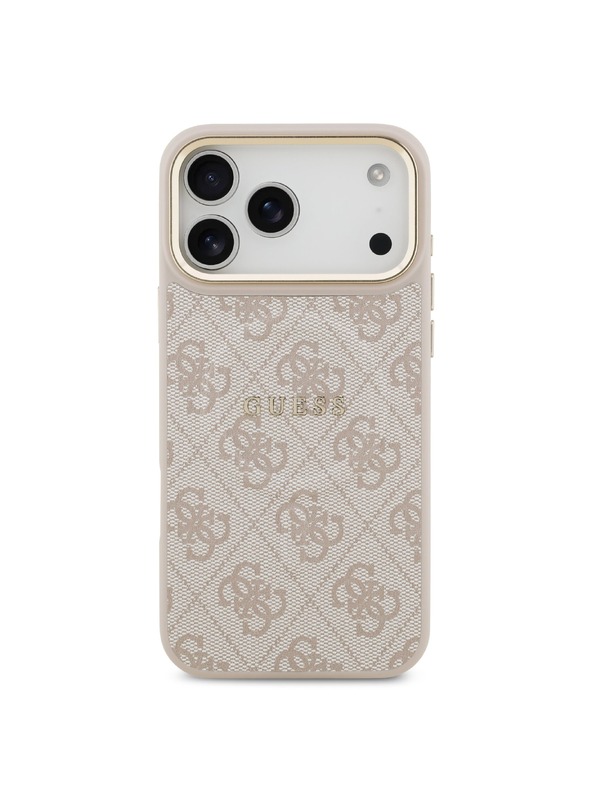 Guess Guess PU Leather 4G Gold Frame MagSafe Hátlap iPhone 17 Pro Max-hoz Pink