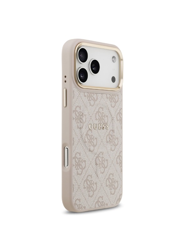 Guess Guess PU Leather 4G Gold Frame MagSafe Hátlap iPhone 17 Pro Max-hoz Pink