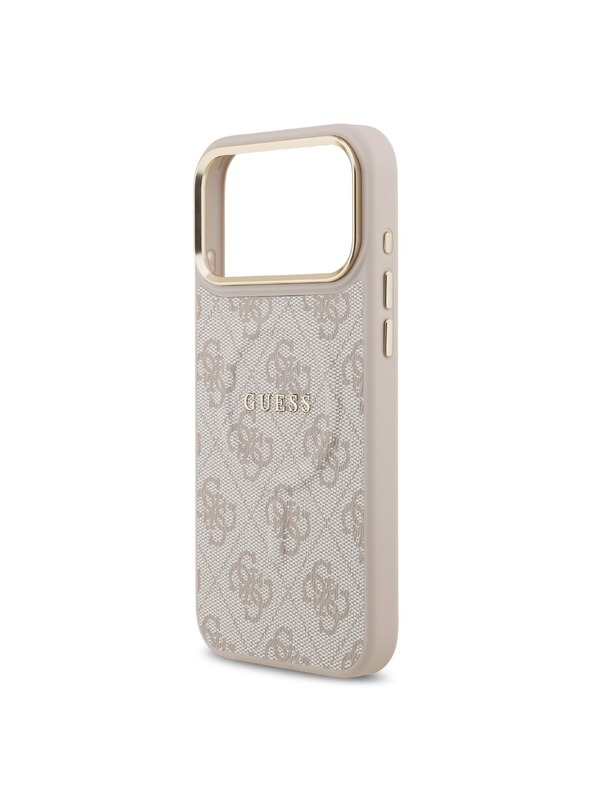 Guess Guess PU Leather 4G Gold Frame MagSafe Hátlap iPhone 17 Pro Max-hoz Pink