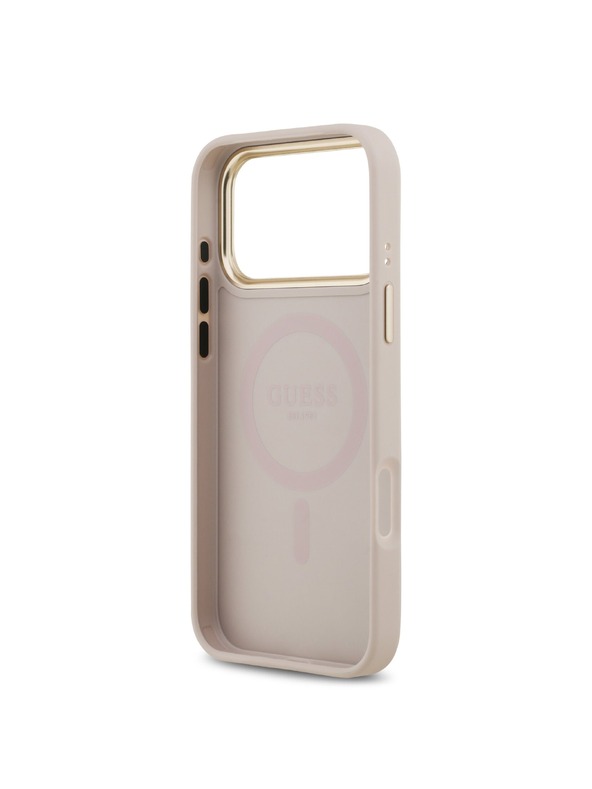 Guess Guess PU Leather 4G Gold Frame MagSafe Hátlap iPhone 17 Pro Max-hoz Pink