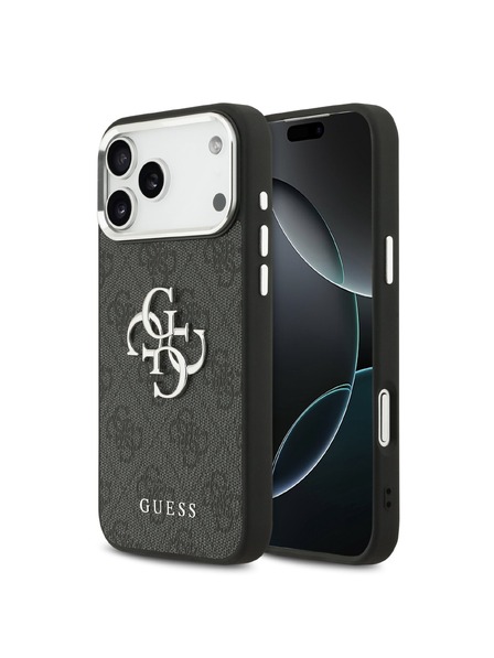 Guess Guess PU 4G Metal Logo Hátlap iPhone 17 Pro Max-hoz Silver Black