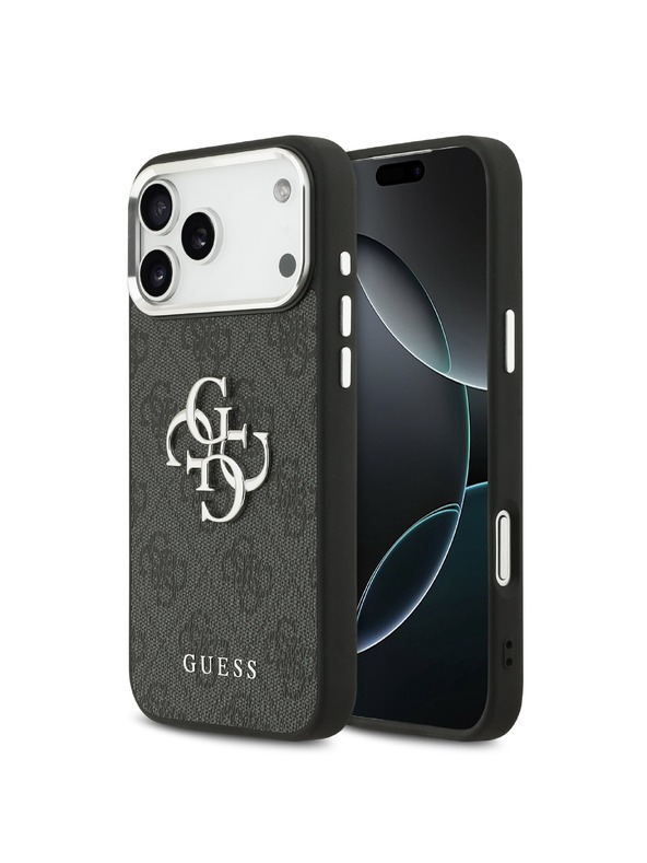 Guess Guess PU 4G Metal Logo Hátlap iPhone 17 Pro Max-hoz Silver Black