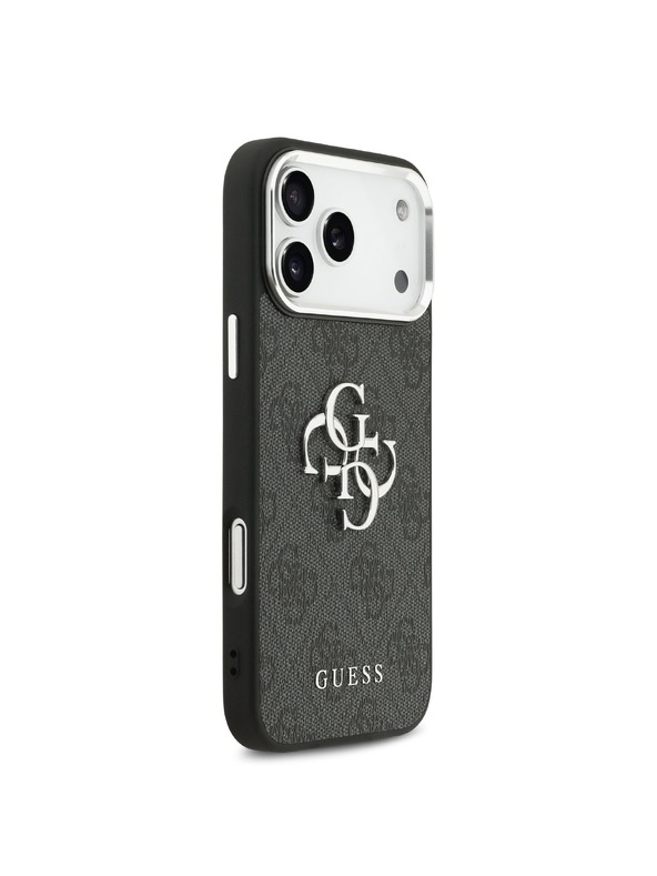Guess Guess PU 4G Metal Logo Hátlap iPhone 17 Pro Max-hoz Silver Black