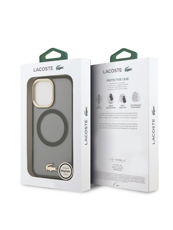 Lacoste Lacoste PC/TPU Frosted Finish Gold Logo MagSafe Hátsó Tok iPhone 17-hez Black