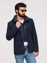 Ombre Clothing Férfi strukturált kapucnis dzseki magas állással - sötétkék V3 M167 Ombre Clothing
