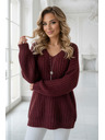 numoco basic Meleg oversized pulóver sűrű szövetből és V-nyakkivágással - burgundi