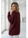numoco basic Meleg oversized pulóver sűrű szövetből és V-nyakkivágással - burgundi