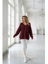 numoco basic Meleg oversized pulóver sűrű szövetből és V-nyakkivágással - burgundi