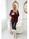 numoco basic Meleg oversized pulóver sűrű szövetből és V-nyakkivágással - burgundi