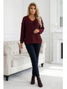 numoco basic Meleg oversized pulóver sűrű szövetből és V-nyakkivágással - burgundi