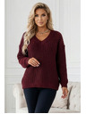 numoco basic Meleg oversized pulóver sűrű szövetből és V-nyakkivágással - burgundi