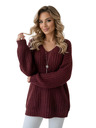 numoco basic Meleg oversized pulóver sűrű szövetből és V-nyakkivágással - burgundi