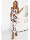 numoco basic SAVANNAH testhez simuló vállpántos ruha - barna-fehér boho minta
