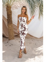 numoco basic SAVANNAH testhez simuló vállpántos ruha - barna-fehér boho minta