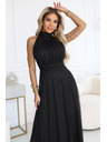 numoco basic VERONICA luxus hosszú ruha brokát akcentussal és elegáns szabással - fekete