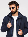 Ombre Clothing Férfi strukturált kapucnis dzseki magas állással - sötétkék V3 M167 Ombre Clothing
