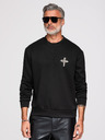 Ombre Clothing Férfi pulóver ezüst kő kereszt applikációval és kerek nyakkivágással - fekete V1 OM-SSNZ-0271 Ombre Clothing