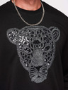 Ombre Clothing Férfi pulóver ezüst és fekete leopárd applikációval az előlapon kerek nyakkivágással - fekete V1 OM-SSNZ-0273 Ombre Clothing