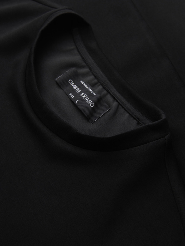 Ombre Clothing Férfi pulóver ezüst és fekete leopárd applikációval az előlapon kerek nyakkivágással - fekete V1 OM-SSNZ-0273 Ombre Clothing