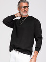 Ombre Clothing Férfi pulóver ezüst és fekete leopárd applikációval a háton kerek nyakkivágással - fekete V1 OM-SSNZ-0274 Ombre Clothing