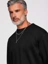 Ombre Clothing Férfi pulóver ezüst és fekete leopárd applikációval a háton kerek nyakkivágással - fekete V1 OM-SSNZ-0274 Ombre Clothing