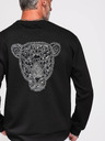 Ombre Clothing Férfi pulóver ezüst és fekete leopárd applikációval a háton kerek nyakkivágással - fekete V1 OM-SSNZ-0274 Ombre Clothing