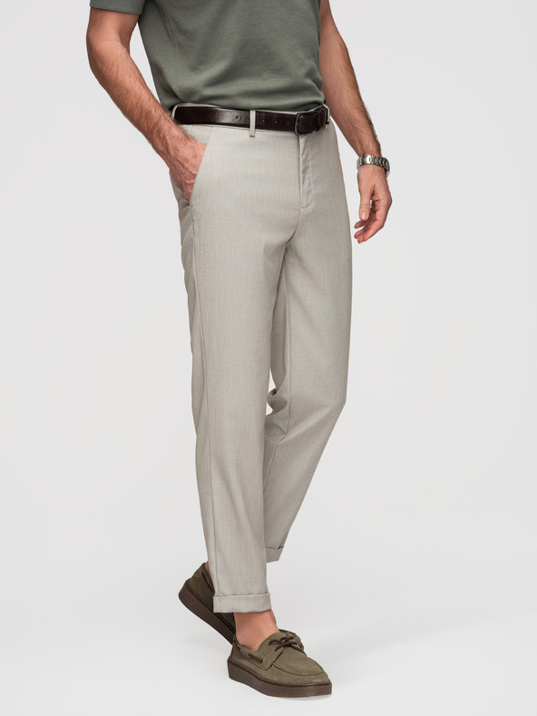 Ombre Clothing Férfi chino nadrág REGULAR FIT rugalmas derekkal - szürke és bézs V1 P1525 Ombre Clothing