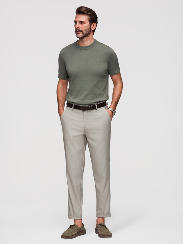 Ombre Clothing Férfi chino nadrág REGULAR FIT rugalmas derekkal - szürke és bézs V1 P1525 Ombre Clothing