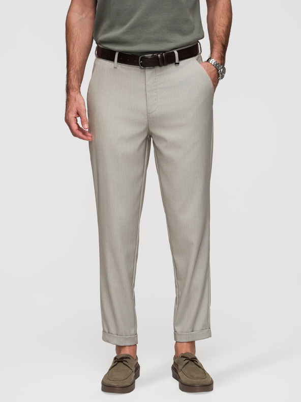 Ombre Clothing Férfi chino nadrág REGULAR FIT rugalmas derekkal - szürke és bézs V1 P1525 Ombre Clothing