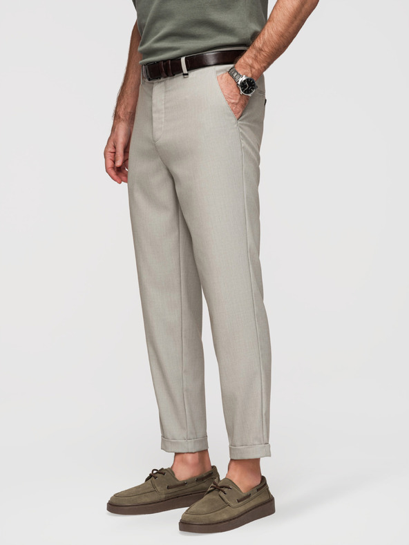 Ombre Clothing Férfi chino nadrág REGULAR FIT rugalmas derekkal - szürke és bézs V1 P1525 Ombre Clothing