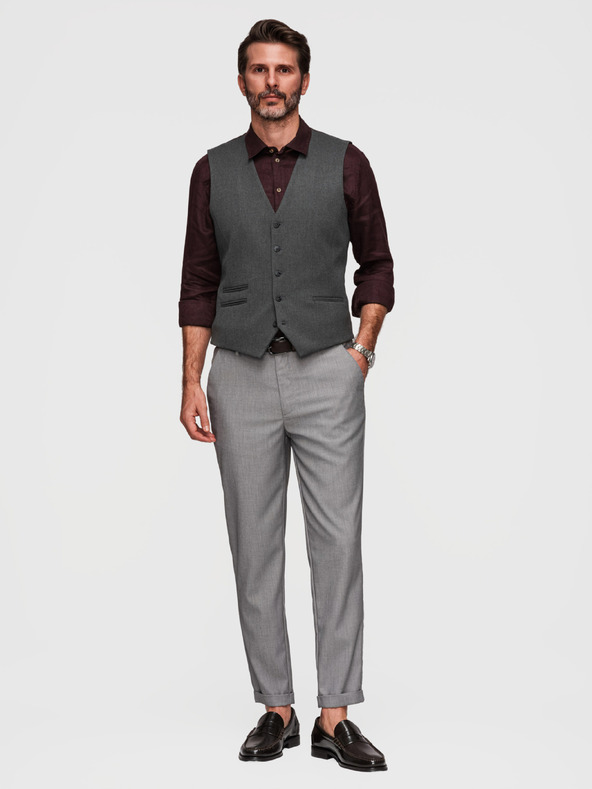 Ombre Clothing Férfi chino nadrág REGULAR FIT rugalmas derekkal - szürke V2 P1525 Ombre Clothing
