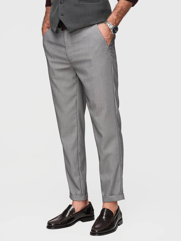 Ombre Clothing Férfi chino nadrág REGULAR FIT rugalmas derekkal - szürke V2 P1525 Ombre Clothing