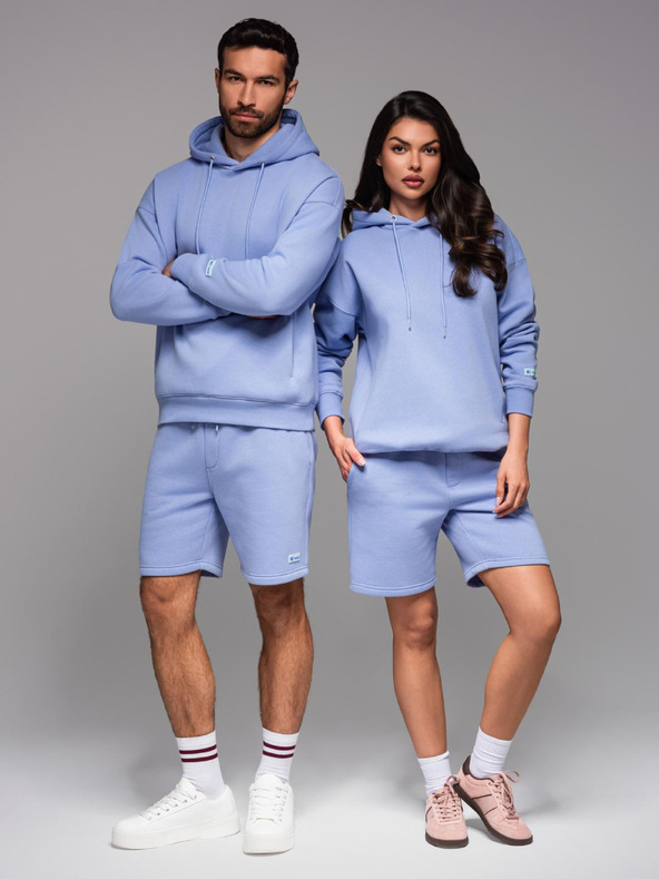 Ombre Clothing Uniszex melegítő rövidnadrág bordázott derekkal - levendula V9 OU-SRBC-0101 Ombre Clothing